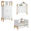 Ver imagem 3 de Quarto para Bebê Completo 3 Peças Guarda-Roupa, Cômoda e Berço Fantasia Branco/Acetinado