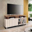 Ver imagem 5 de Rack Bancada para Sala Rivera 1.3 Off White Castanho – Hb Móveis