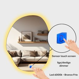 Espelho Orgânico com Led 3000k - Branco Quente Medida 104,0 X 80,0 Cm - 2