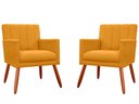 Ver imagem 1 de Kit 2 Poltronas Decorativa Cecília Couro Amarelo Pés Madeira Mz Decor