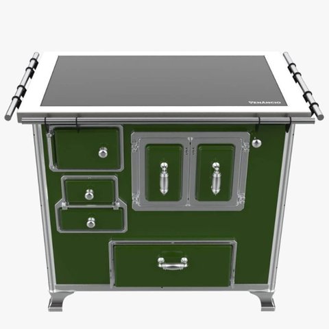 Fogão a Lenha Tradicional Venâncio Gab Nº2 Vitrocerâmico Verde S/ Tampa Porta Dupla Direito -
