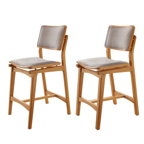 Conjunto com 2 Banquetas em Madeira Eloá Marrom/Brisa/Imbuia