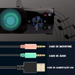 Caixa de Som e Subwoofer para Computador e Notebook 12w com Led Knup - Kp-6040 - 6