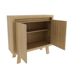 Balcão para Escritório 90cm com 2 Portas e 1 Prateleira Amêndoa - 5