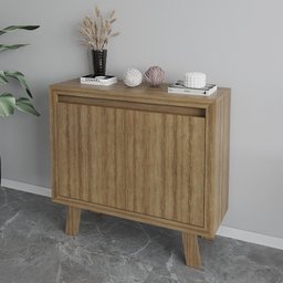 Balcão para Escritório 90cm com 2 Portas e 1 Prateleira Amêndoa - 1