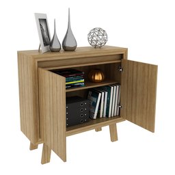 Balcão para Escritório 90cm com 2 Portas e 1 Prateleira Amêndoa - 3