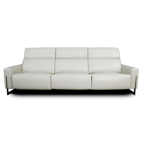 Sofá Reclinável Elétrico de Couro Legend Off White- Mempra (3 Módulos)