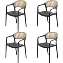 Ver imagem 1 de Kit 4 Cadeiras com Braço Área Externa Juna Or Design Polipropileno Preta Corda Ratan Sintético