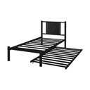 Ver imagem 5 de Cama Solteiro Bruna em Aço Industrial Preto com Auxiliar e Cabeceira Estofada Preto
