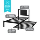 Ver imagem 3 de Cama Solteiro Bruna em Aço Industrial Preto com Auxiliar e Cabeceira Estofada Preto