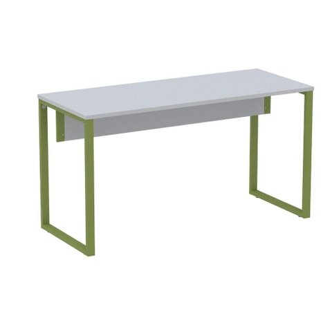 Mesa Escritório P25 Tub Pandin 134 Cm (larg) Tampo Mdp Cinza Pé Aço Tubular Verde Mirô
