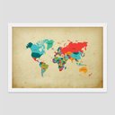 Ver imagem 1 de Quadro Mapa Mundi Com Localização Vinil Moldura Branca 63X42Cm