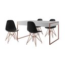 Ver imagem 6 de Mesa Jantar Industrial Retangular Branca 137X90Cm Com 4 Cadeiras Pretas Base Cobre Cor: Branco