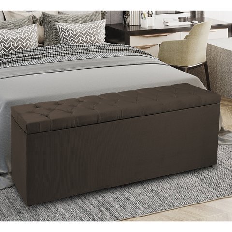 Recamier Baú 0,90m Madrid Suede Marrom Dal Poz Estofados