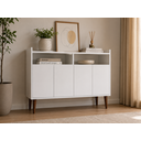 Ver imagem 1 de Aparador Buffet 108 cm Branco com Pés de Madeira | Balcão Multiuso Moderno em MDF
