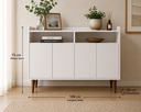 Ver imagem 3 de Aparador Buffet 108 cm Branco com Pés de Madeira | Balcão Multiuso Moderno em MDF