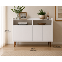 Ver imagem 3 de Aparador Buffet 108 cm Branco com Pés de Madeira | Balcão Multiuso Moderno em MDF