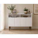 Ver imagem 2 de Aparador Buffet 108 cm Branco com Pés de Madeira | Balcão Multiuso Moderno em MDF