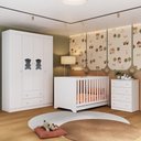 Ver imagem 1 de Quarto de Bebê Completo com Berço Americano 3 em 1 Teddy Multimóveis Mp4648 Branco