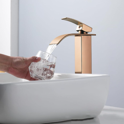 Torneira Banheiro Cascata Monocomando Misturador Alta Rose Gold - 8