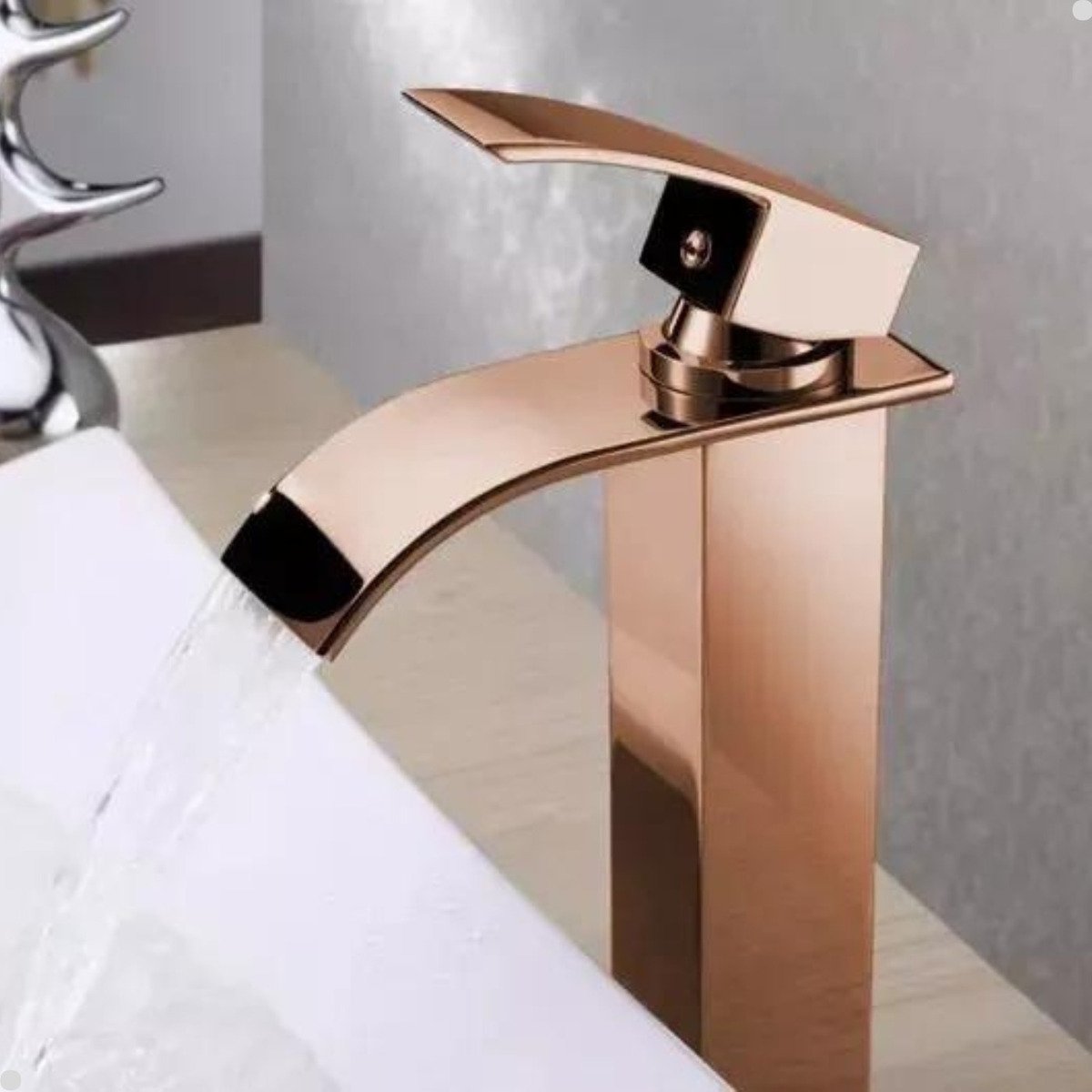 Torneira Banheiro Cascata Monocomando Misturador Alta Rose Gold - 7