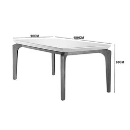 Conjunto: Mesa Sala Jantar Londrina Tampo Madeirado c/ Vidro 180cm + 6 Cadeiras Melissa Imbuia/Linho - 4