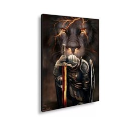 Quadro Decorativo Leão com Armadura e Espada - 1