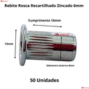 Ver imagem 4 de Rebite Rosca Recartilhado Cabeça Plana M6 Zincado 50 Peças