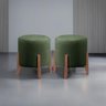 Kit 2 Puff Decorativo para Sala Redondo Luxo Selena Suede Verde - 2