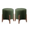Kit 2 Puff Decorativo para Sala Redondo Luxo Selena Suede Verde - 1