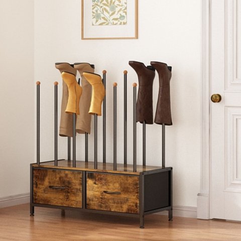 Sapateira Organizadora com Gavetas e Suporte para Botas Estilo Industrial