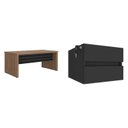 Ver imagem 2 de Conjunto Mesa para Escritório Diretor em Tamburato com 2 Gavetas 160cm Elegance Nogal Preto Marrom Artany