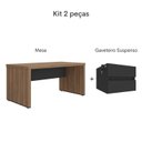 Ver imagem 6 de Conjunto Mesa para Escritório Diretor em Tamburato com 2 Gavetas 160cm Elegance Nogal Preto Marrom Artany