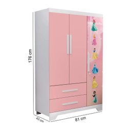 Jogo de Quarto Infantil Meninas Princesa Cama e Roupeiro - 3
