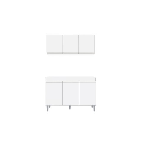 Balcão Gabinete Manu Preto 120 Cm C/tampo e Armário Aéreo Andreia 120cm - Ajl Móveis Kit Balcão e Ar