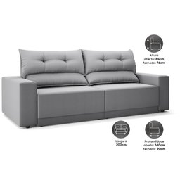 Sofá Lord 2,00m Retrátil e Reclinável Velosuede - Netsofas - 4