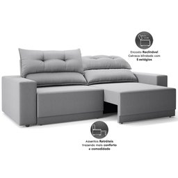Sofá Lord 2,00m Retrátil e Reclinável Velosuede - Netsofas - 3