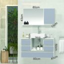 Ver imagem 2 de Conjunto Gabinete Banheiro VENUS 80cm Branco/Cinza- Gabinete + Cuba + Espelheira + Tampo Vidro