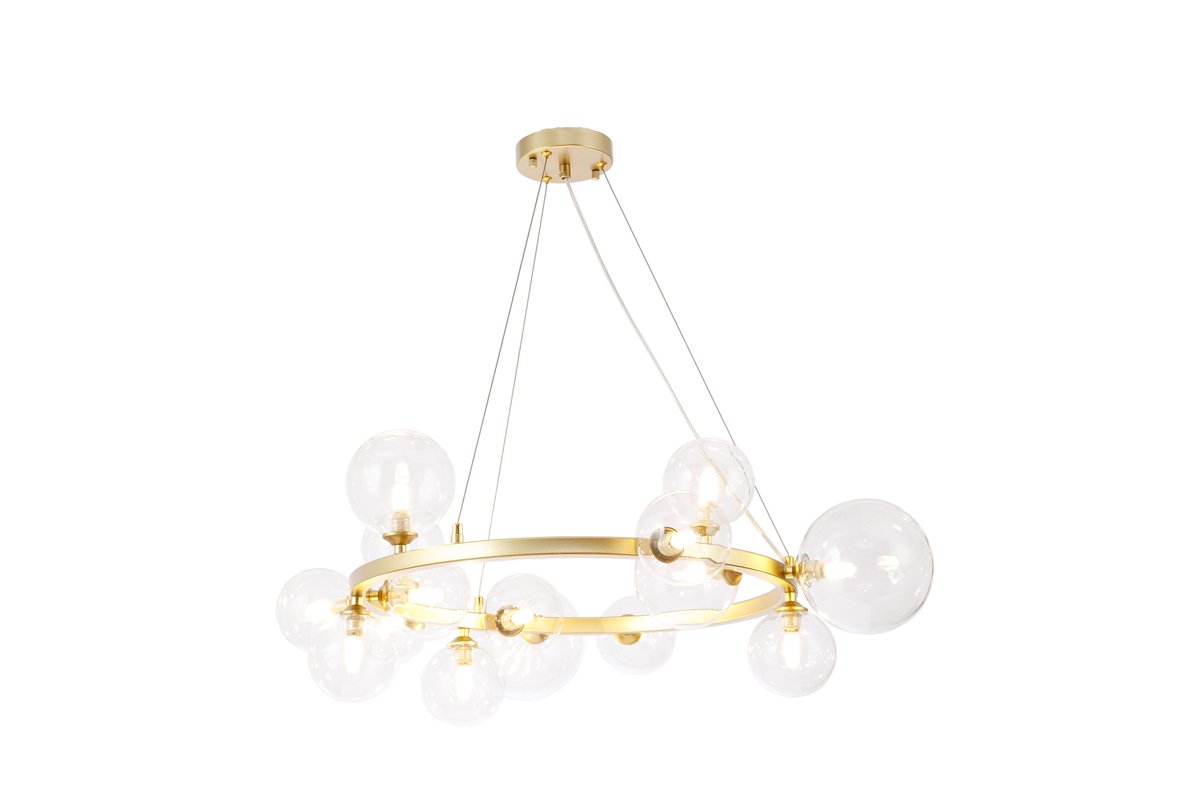 Pendente Redondo Dourado com Globos Transparente 80cm 15g9 14603-pl - 2