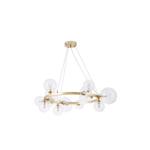 Pendente Redondo Dourado com Globos Transparente 80cm 15g9 14603-pl