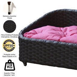 Cama Pet Chaise Pet Retangular Fibra Alumínio Cão e Gato Preto - 5