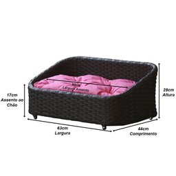 Cama Pet Chaise Pet Retangular Fibra Alumínio Cão e Gato Preto - 6