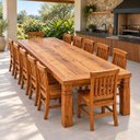 Ver imagem 1 de Conjunto Sala de Jantar Mesa 3m com 12 Cadeiras Madeira Maciça de Demolição Made Wood