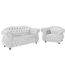 Ver imagem 1 de Uma Namoradeira Chesterfield Merlo + Uma Poltrona Corano Branco/ decoração, recepção, sala tv e