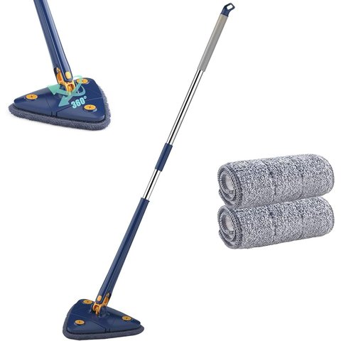 Mop Esfregão Limpeza Triangular Giratório Ajustável Limpador de parede de microfibra Triangle Mop C/