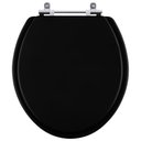 Ver imagem 1 de Assento Sanitário Tampa de Vaso Madeira Mdf Laqueado Convencional Oval Universal 6lpf - Preto