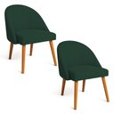 Ver imagem 1 de Kit 02 Cadeiras Poltrona de Jantar Luna Suede Verde Pés Palito Castanho - Pallazio