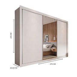 Guarda Roupa Cavich 3 Portas 100% Mdf Branco Acetinado - Móveis Europa - 4