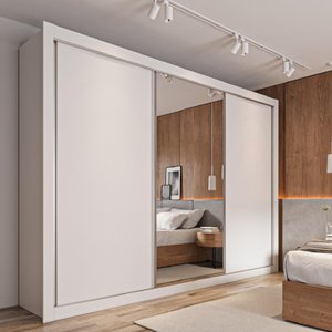 Guarda Roupa Cavich 3 Portas 100% Mdf Branco Acetinado - Móveis Europa