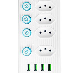 Extensão 4 Tomadas + 4 Usb B-max Filtro de Linha - 5